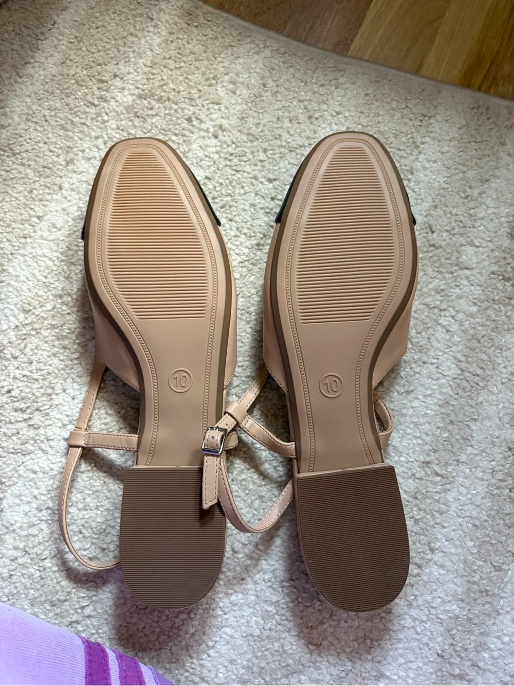 a new day Beige and Black Cap-Toe Slingback Flat